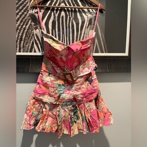 NWT Hemant & Nandita Floral Pink Strapless Dress